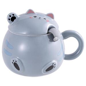 Thumbnail of Grey Whimsy Cat | 15oz Mug with Spoon