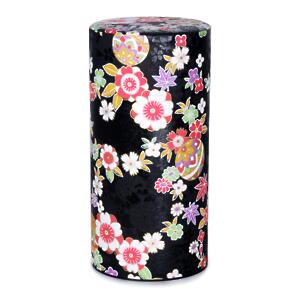 Thumbnail of Flowers and Leaves on Black | 7oz Paper Tea Canister