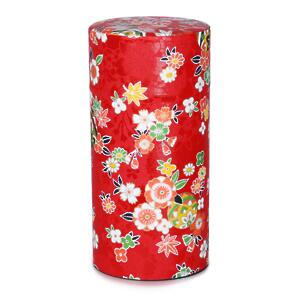Thumbnail of Flowers and Leaves on Red | 7oz Paper Tea Canister