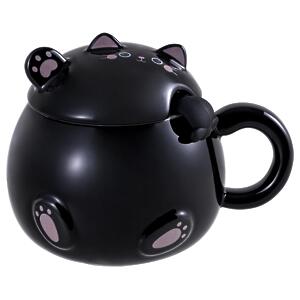 Thumbnail of Black Whimsy Cat | 15oz Mug with Spoon
