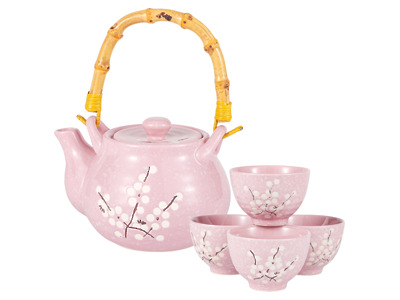 Thumbnail of Pink Ume Plum Blossoms | 27oz Tea Set with Bamboo Handle