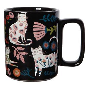 Thumbnail of Flower Cats on Black | 14oz Mug