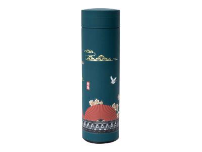 Thumbnail of Fans and Cranes on Blue | 17oz Insulated Tea Tumbler