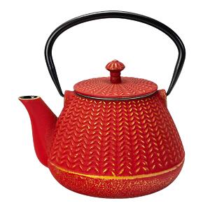 Thumbnail of Gold Chevron on Red | 32oz Cast Iron Teapot