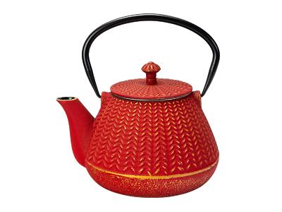 Thumbnail of Gold Chevron on Red | 32oz Cast Iron Teapot