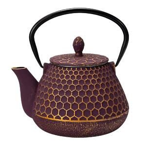 Thumbnail of Gold Honeycomb on Purple | 32oz Cast Iron Teapot