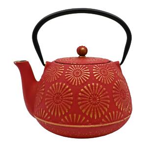 Thumbnail of Red/Gold Chrysanthemum | 40oz Cast Iron Teapot