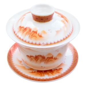 Thumbnail of Red Sansui Mountain | 4oz Hand-Painted Gaiwan