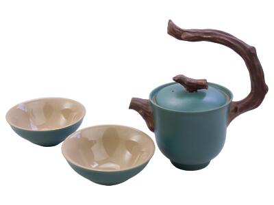 Thumbnail of Twig Handle Green Pot | 8oz Tea Set