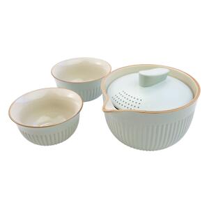 Thumbnail of Pale Sea Green Ribbed | 6oz Gong Fu Travel Set with Case