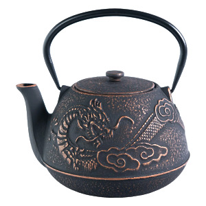 Thumbnail of Bronze Dragon on Black | 40oz Cast Iron Teapot