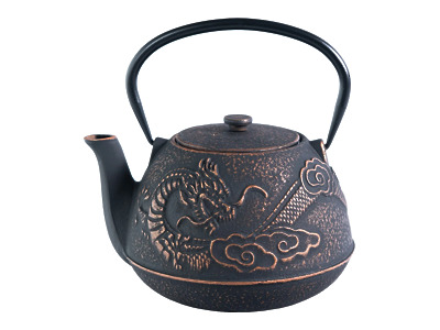 Thumbnail of Bronze Dragon on Black | 40oz Cast Iron Teapot