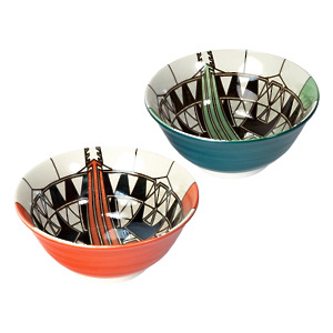 Thumbnail of FLW Imperial Hotel Peacock Rug Motif - Bright | 2 Bowl Set