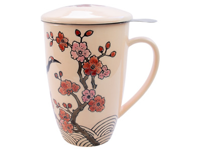 Thumbnail of Mug with Lid & Infuser | Cranes and Blossoms