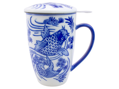 Thumbnail of Mug with Lid & Infuser | Koi in Stream