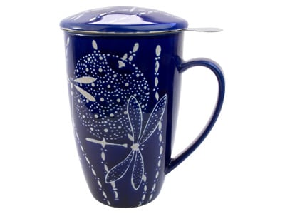 Thumbnail of Mug with Lid & Infuser | Dragonflies on Dark Blue
