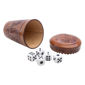 Thumbnail of Peruvian Dice and Cup Set | Hand-Tooled Leather