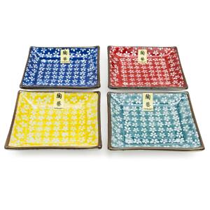Thumbnail of Square Colors with Flowers | Plate Set