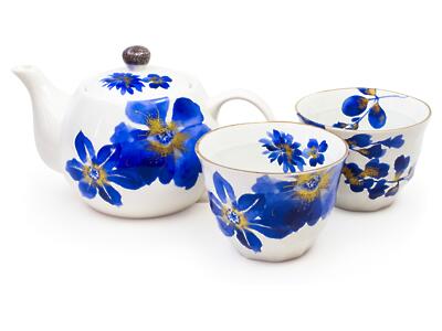 Thumbnail of Mum Blue Flower on White | Tea Set