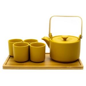 Thumbnail of Modern Tea Set - 4 Cups with Tray | Saffron Yellow