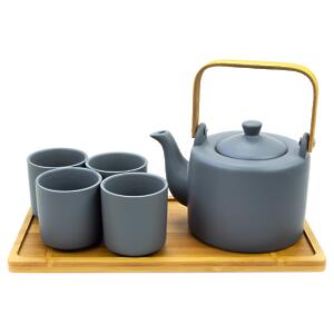 Thumbnail of Neo Modern Tea Set - 4 Cups with Tray | Slate Gray
