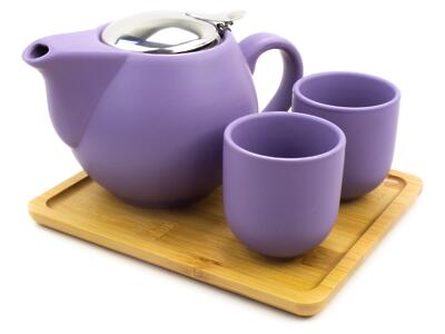 Thumbnail of 2 Cup Tea Set with Tray - 16oz | Matte Purple