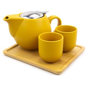 Thumbnail of 2 Cup Tea Set with Tray - 16oz | Matte Yellow