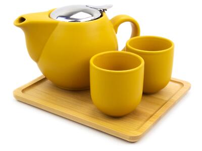 Thumbnail of 2 Cup Tea Set with Tray - 16oz | Matte Yellow