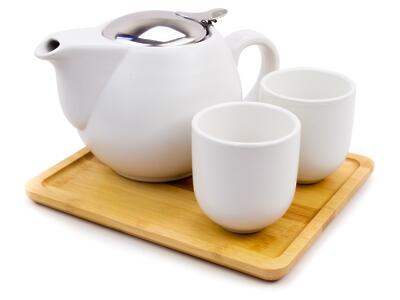 Thumbnail of 2 Cup Tea Set with Tray - 16oz | Matte White