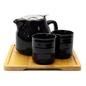 Thumbnail of Harmony Tea Pot Set - 2 cups & Tray | Gloss Black