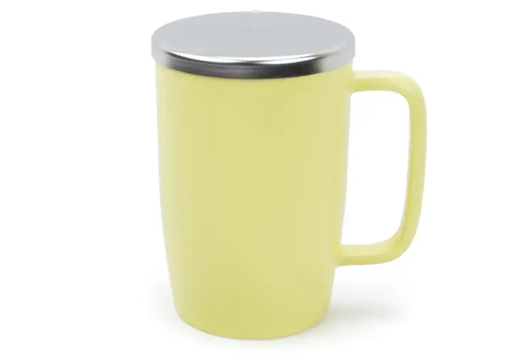 Large Tea Mug with Loose Leaf Infuser - Ceramic Lid - 18oz - Cotton White