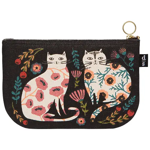 Thumbnail of assets/images/flowercatsonblack-smallzipperpouch-1.png