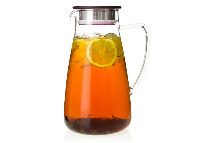 FORLIFE Flask Glass Jug Iced Tea Pitcher, 64 oz, Cranberry